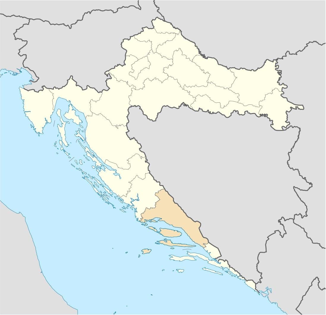 kort over dalmatien, kroatien 