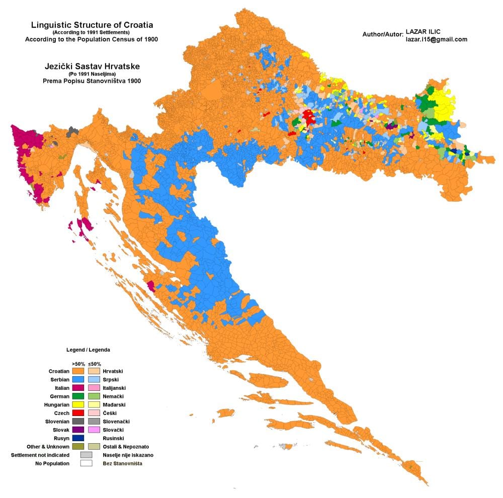 kort etniske kort over kroatien