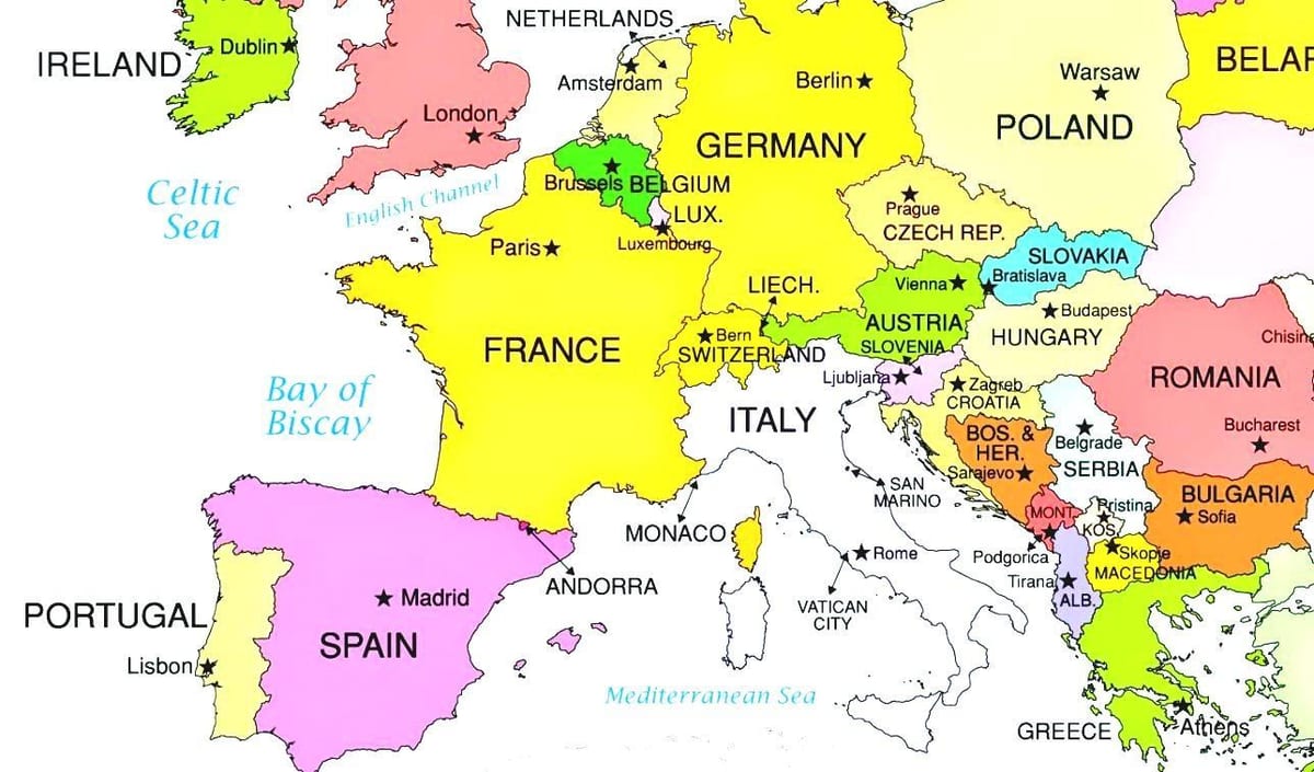 kort over europa, som viser, kroatien