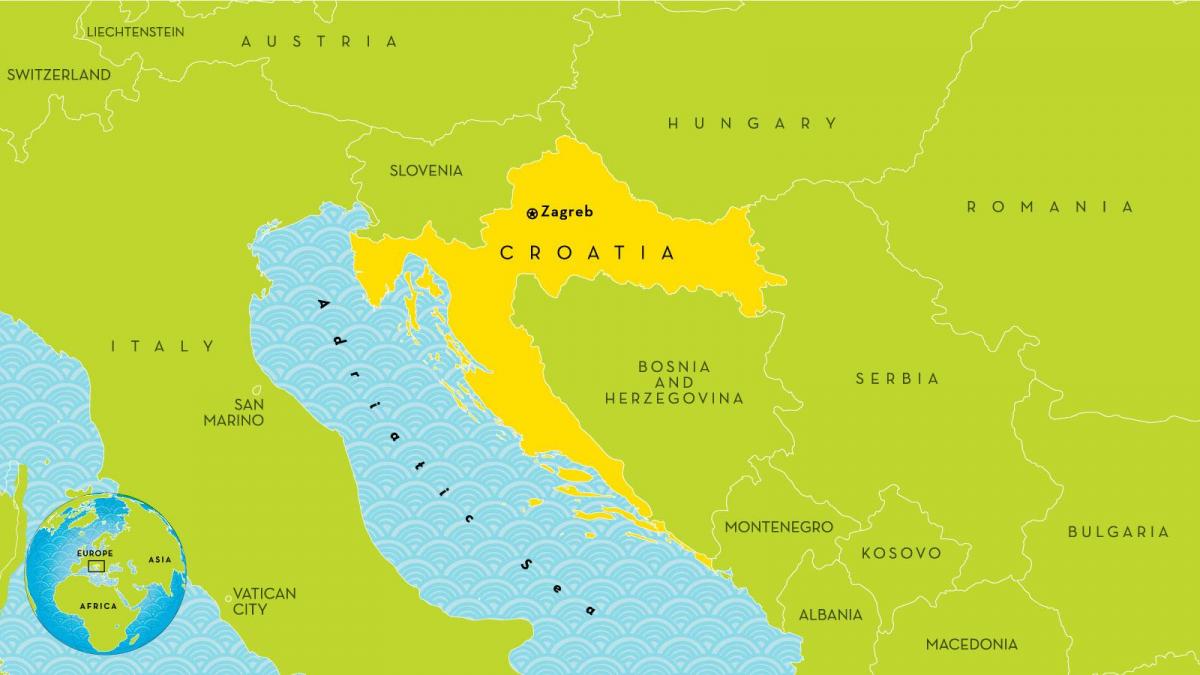 kort over kroatien og de omkringliggende områder