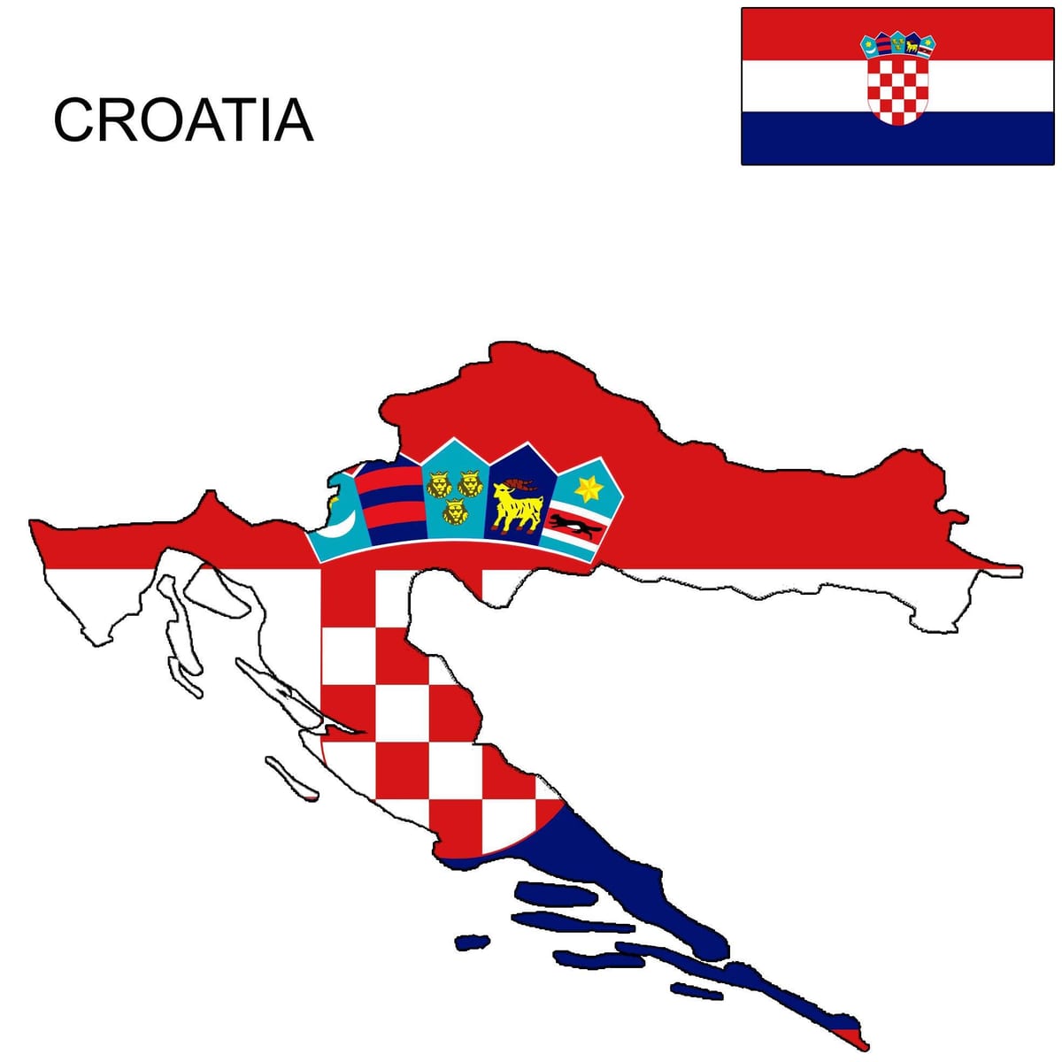 kroatien kort flag