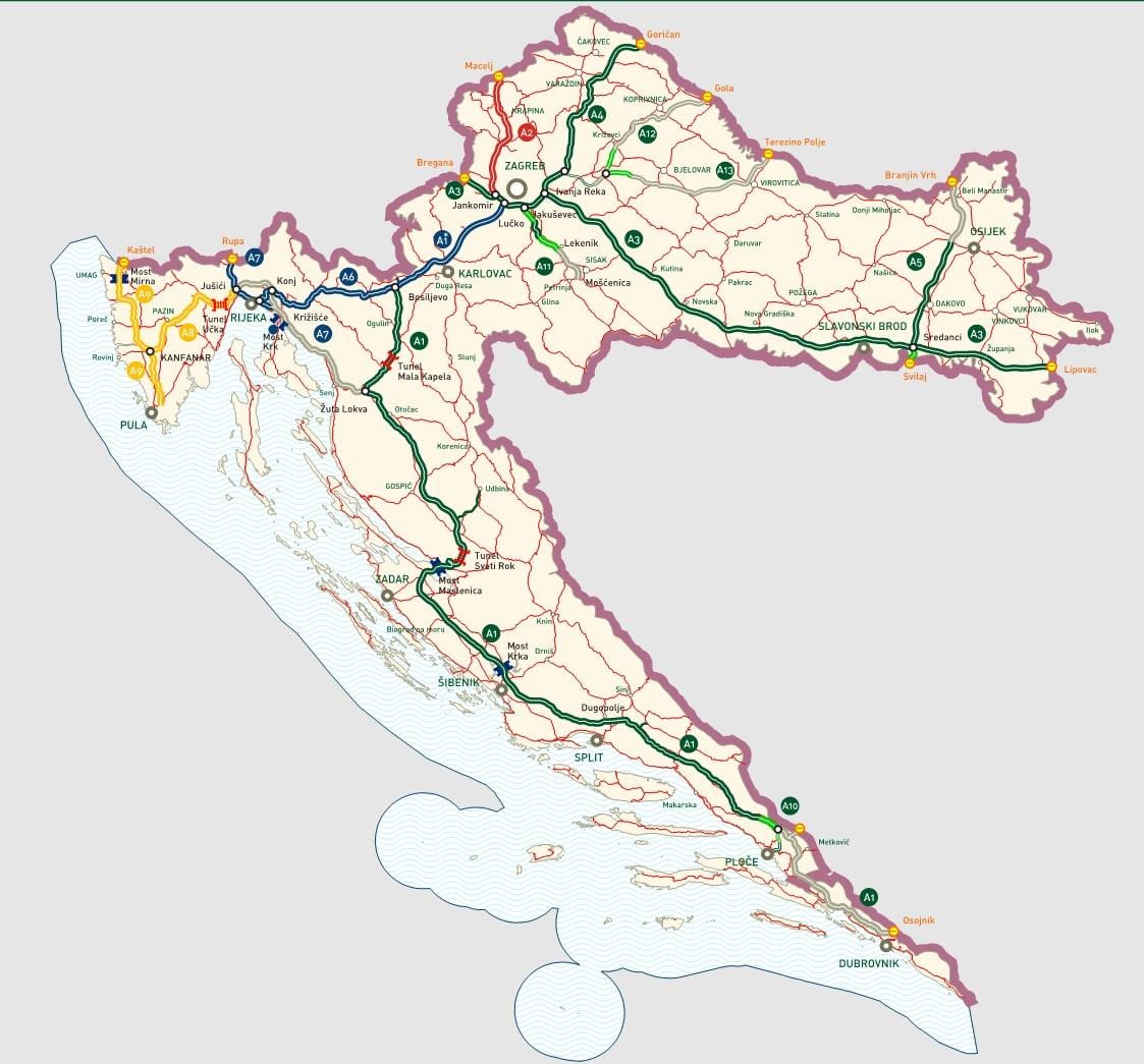 kroatiske motorveje kortlægge