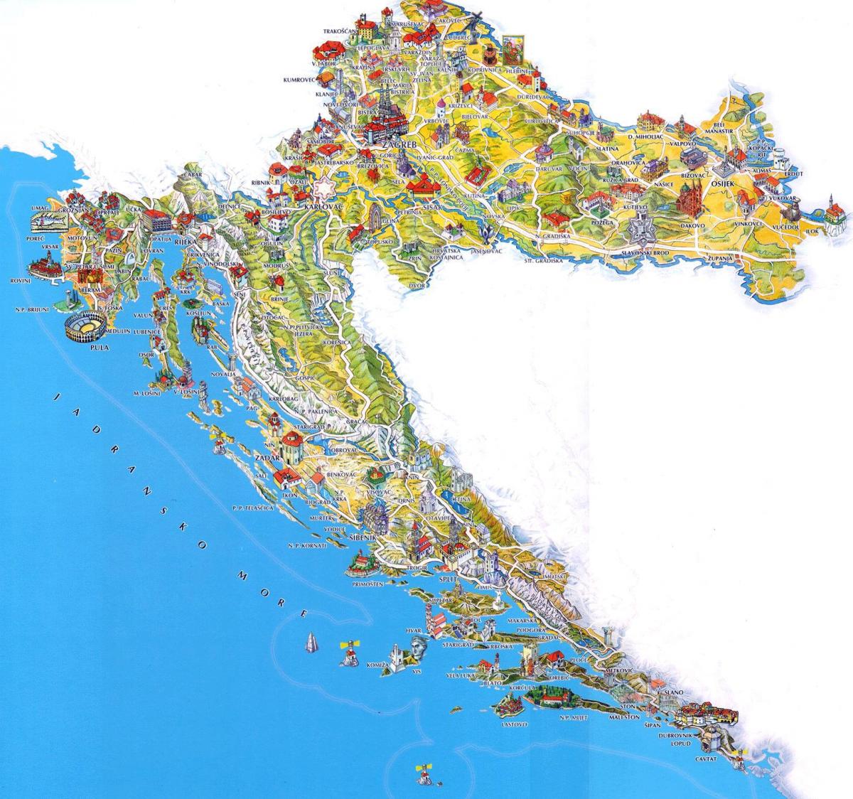 kroatien turistattraktioner kort