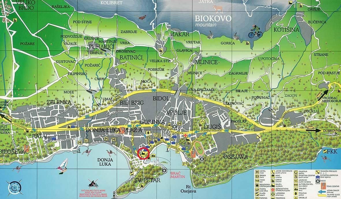 kort over kroatien makarska