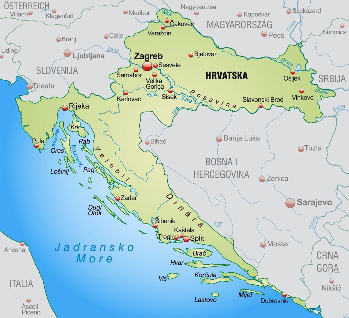 det nordlige kroatien kort