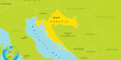 Kort over kroatien og de omkringliggende områder