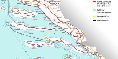 Kort over kroatien færge