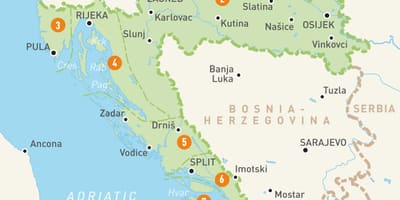 Kort over kroatien regioner 