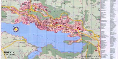 Kort over sibenik, kroatien